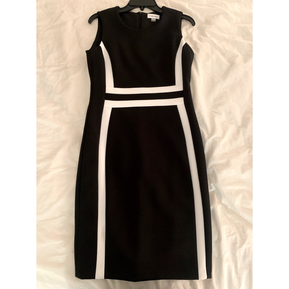 NWOT Calvin Klein sleeveless black and white dress